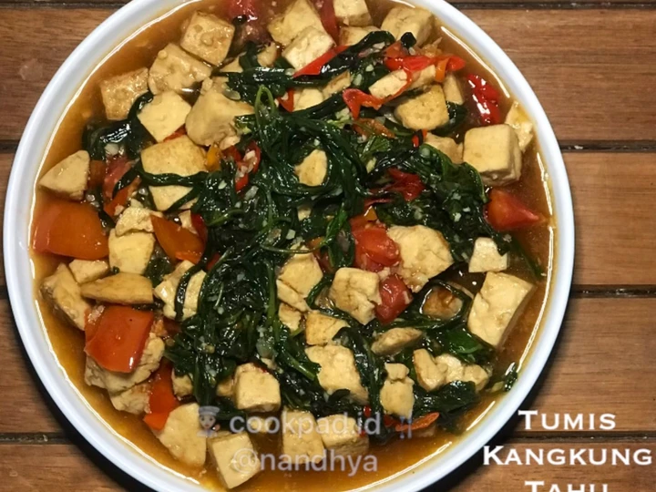 Cara Mudah Membuat Resep [84] Tumis Kangkung-Tahu Saus Tiram yang Sempurna Anti Ribet, Mantap