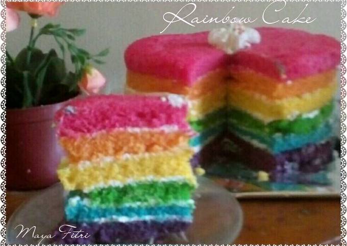 Resep Rainbow Cake Kukus Ny. Liem (selembut kapas) ??