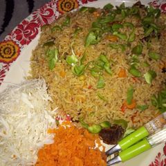 A picture of Jallop Rice with Vegies.