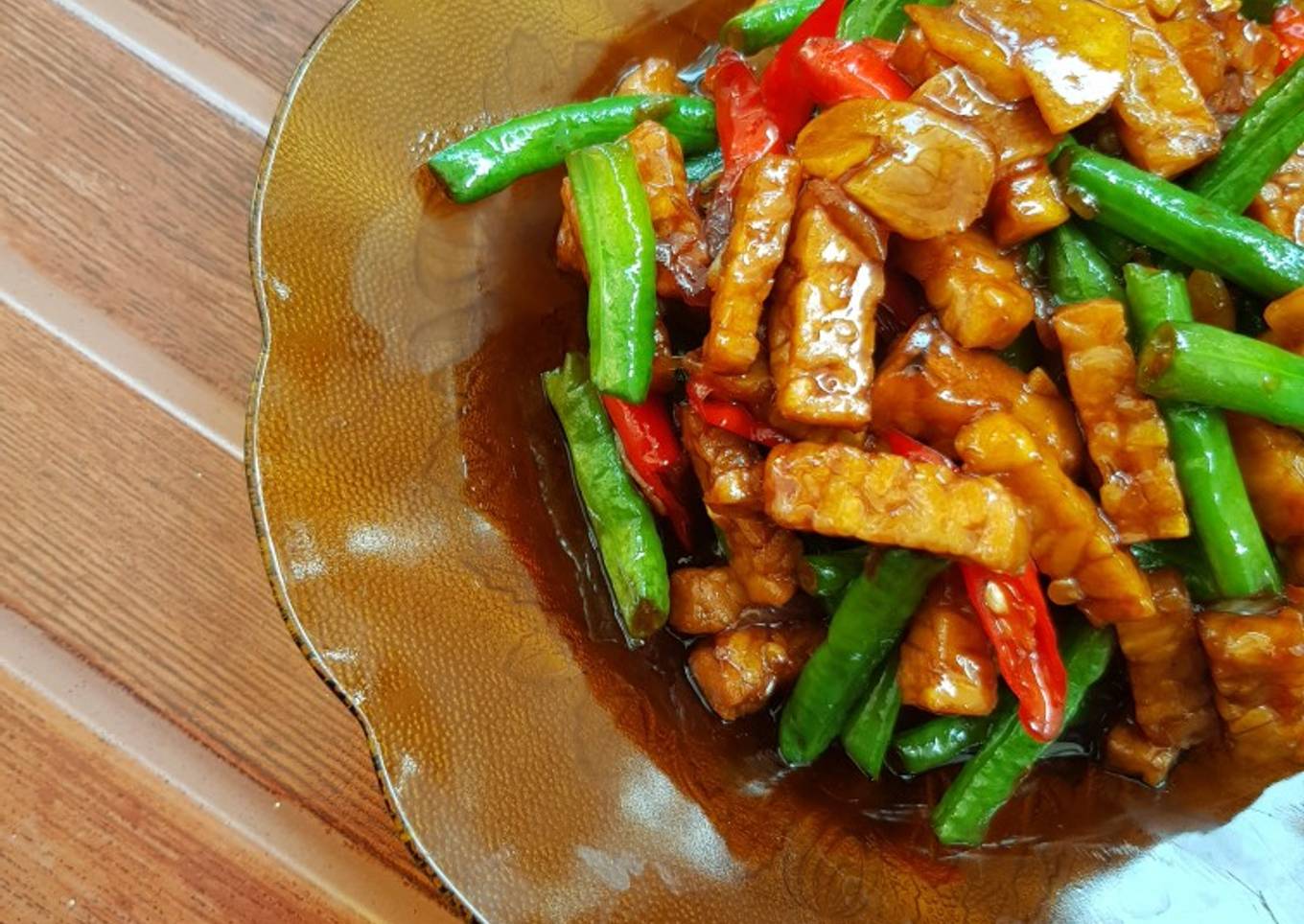 Tumis Kacang Panjang Tempe