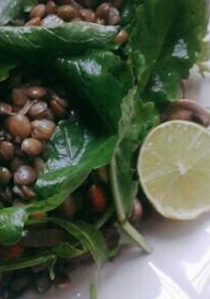 Una foto de Ensalada de Lentejas con Rúcula y Champiñones Salteados
