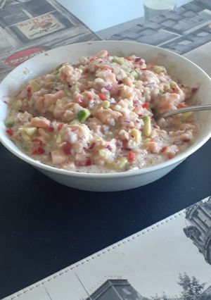Una foto de Ceviche multicolor!