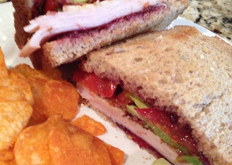 Easy Way to Make Appetizing Turkey, Bacon, Cranberry, Avocado Sandwich