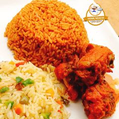 Party Jollof rice and fried rice A picture of Party Jollof rice and fried rice.