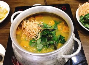 Hình của món Canh chuối xanh nấu mẻ.