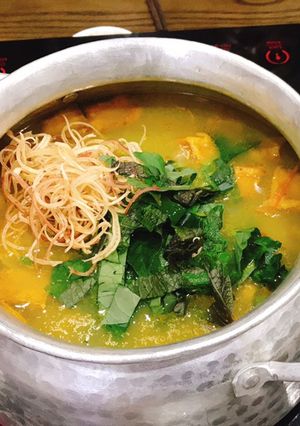 Hình của món Canh chuối xanh nấu mẻ.