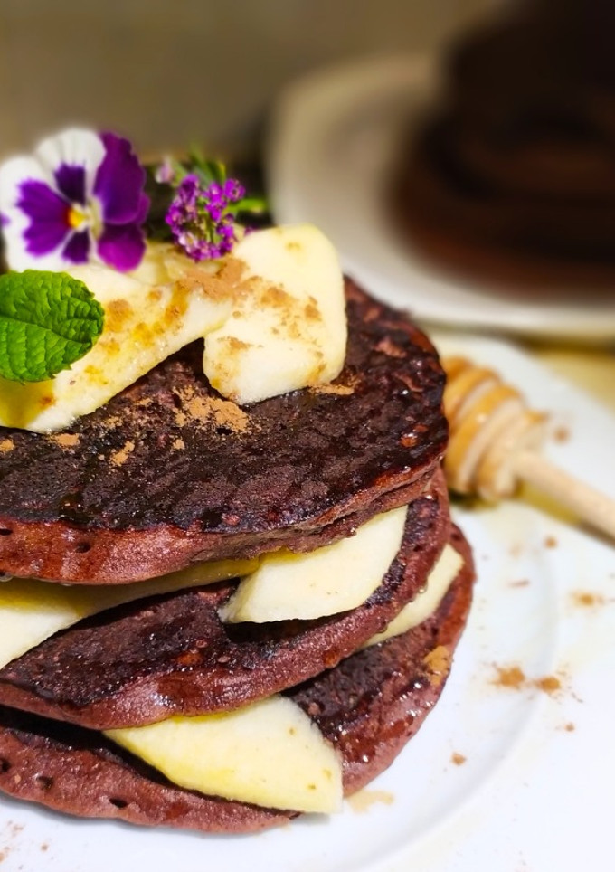 Una foto de Tortitas de Avena, Chocolate y Manzana a la Menta #singluten
