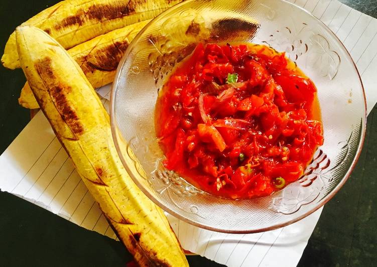 Recipe of Quick Oven Roasted Plantain and pepper Sauce | So Yummy Food Recipe From My Kitchen