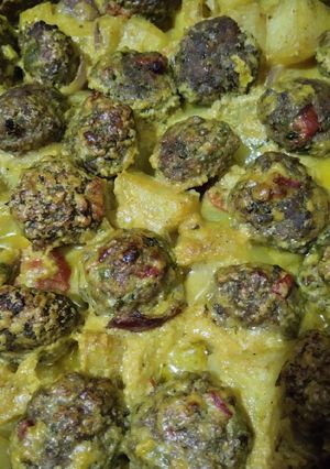 صورة لوصفة صينية بطاطس 🥔بالكفتة والطحينة