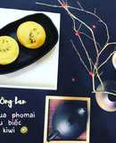 Bánh bông lan sữa chua phomai hoa đậu biếc topping kiwi