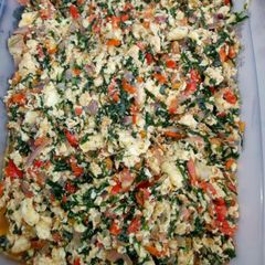 A picture of Fried egg with vegetable.