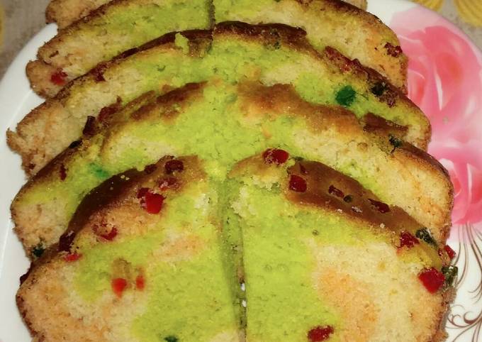 Tutty fruity tricolour cake