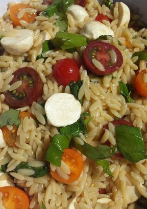 A picture of Caprese Orzo Salad.
