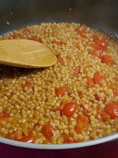 A picture of Israeli Couscous with Tomatoes.