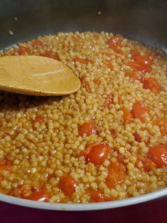A picture of Israeli Couscous with Tomatoes.