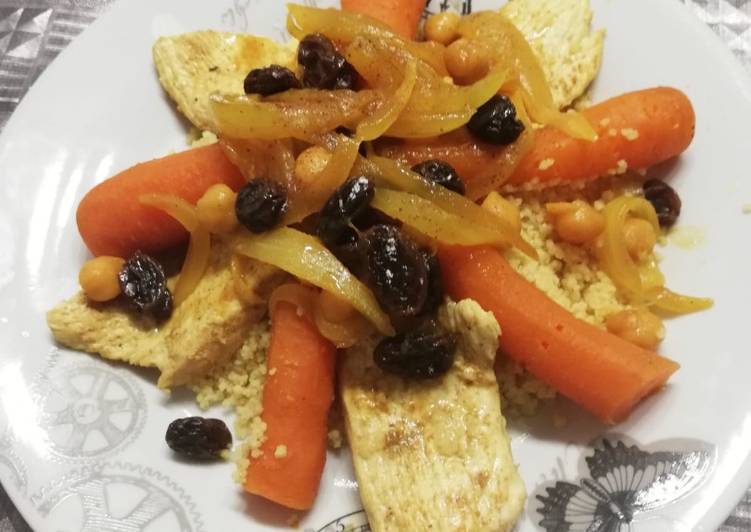 Cuscús de pollo con verduras y caramelizado, al estilo marroquí