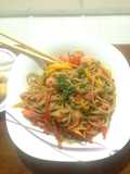 Tallarines 🍜orientales con camarones 🍤