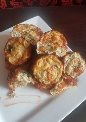 A picture of Noodles egg muffins #noodlesrecipecontest.