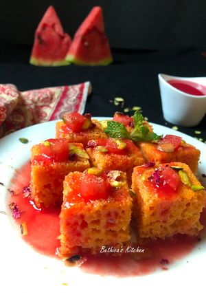 A picture of Watermelon Dhokla.