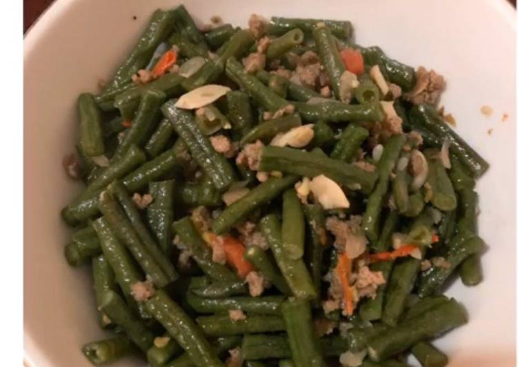 Kacang panjang tumis daging