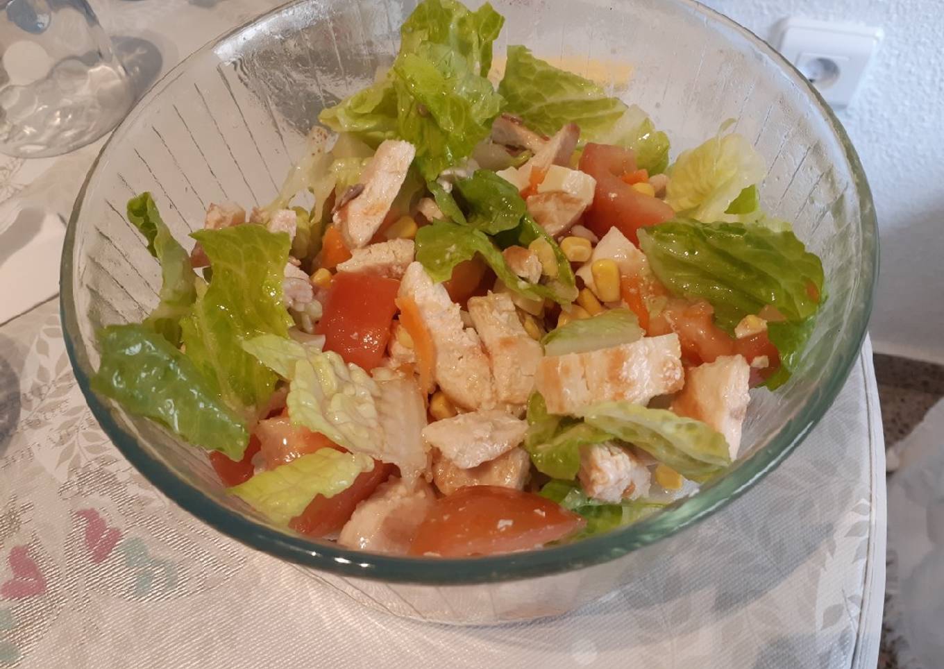 Ensalada fría con pechuga pollo 💪💪💪