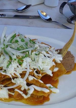 Una foto de Chilaquiles vegetarianos