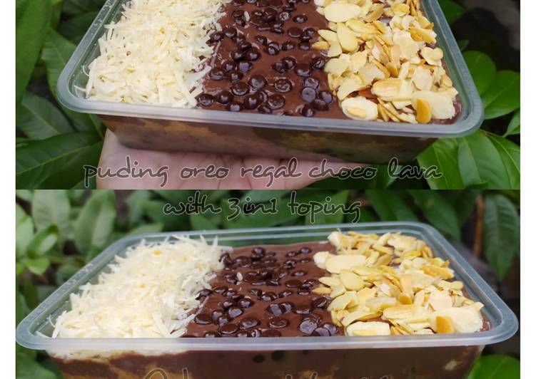 Resep masakan Puding oreo regal choco lava with 3in1 toping | Cara Buat Puding oreo regal choco lava with 3in1 toping Yang Menggugah Selera