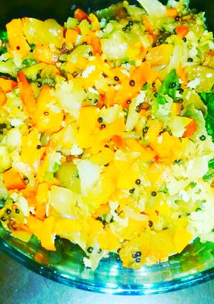 A picture of Carrot cabbage thoran.