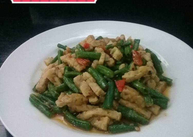 Resep Tumis kacang panjang tempe manis gurih pedas…⚘⚘, Lezat Sekali