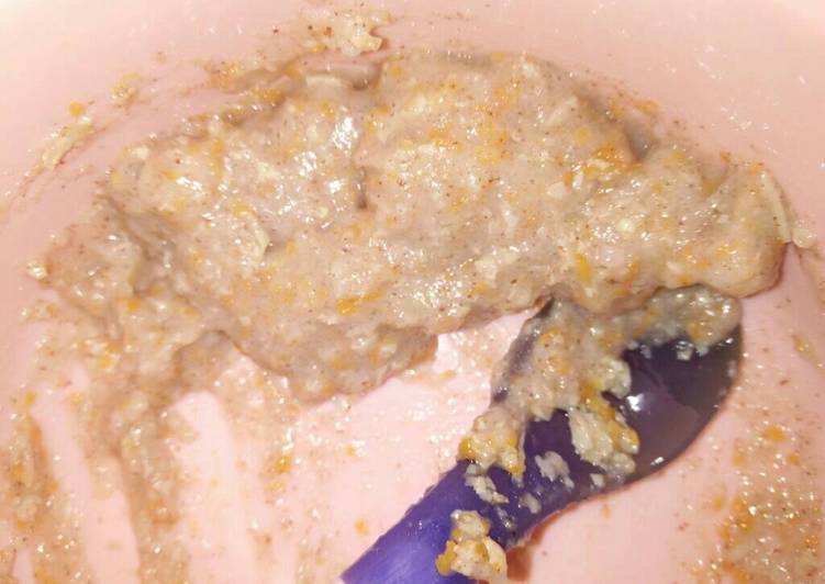 MPASI tepung beras merah+ wortel + kulit tahu + kaldu sapi+evoo