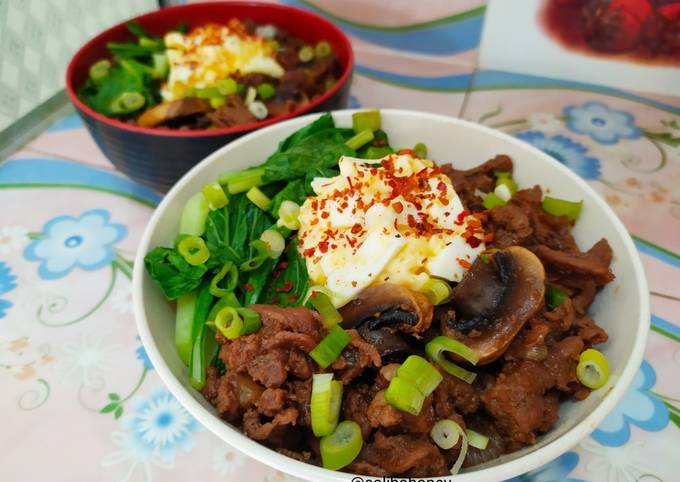 Cara Gampang Menyiapkan Japan Inspired : Gyudon with Mushroom, Menggugah Selera