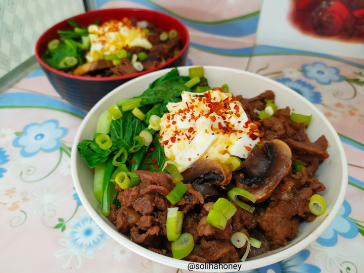 Cara Gampang Menyiapkan Japan Inspired : Gyudon with Mushroom, Menggugah Selera