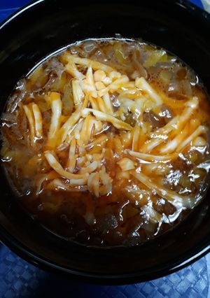 A picture of Cheddar Onion and Leek Soup.