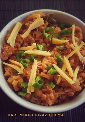 A picture of Green chilli Piyaz Qeema.