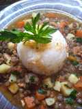 Guisado de lentejas con carne, Chorizo y panceta