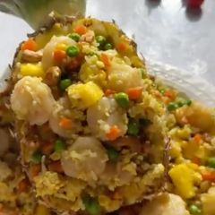 A picture of Pineapple Shrimp Fried Rice.