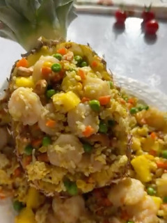 A picture of Pineapple Shrimp Fried Rice.