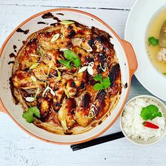 A picture of Soy and Hoysin Glaze chicken wings.