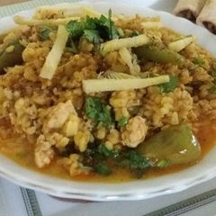 A picture of Dal Qeema with Chapati.