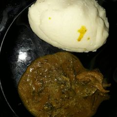 A picture of Oha soup and poundo.