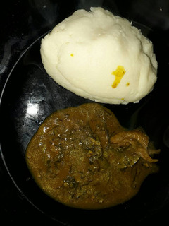 A picture of Oha soup and poundo.