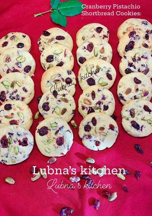 A picture of Cranberry Pistachio Shortbread Cookies:.