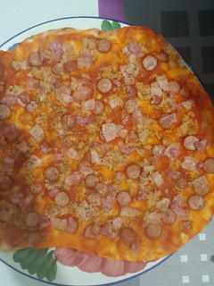 Una foto de Pizza casera sin queso