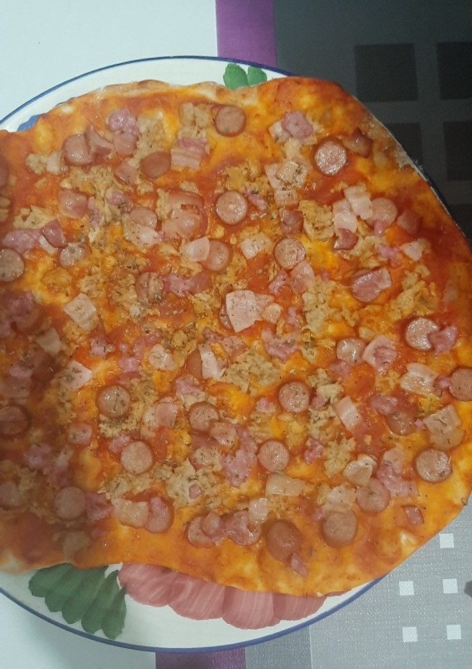 Una foto de Pizza casera sin queso