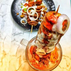 Potato tornado chaat A picture of Potato tornado chaat.
