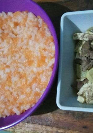 Foto resep Mpasi 10m : Tim nasi wortel tumis Hati Tahu