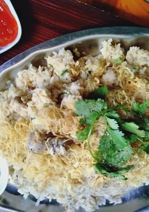 Hình của món Cơm chiên nấm rơm chà bông.