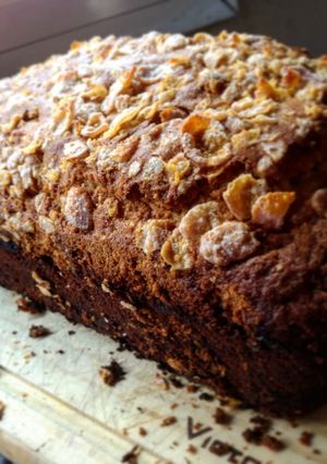 Una foto de Budín de bananas marmolado