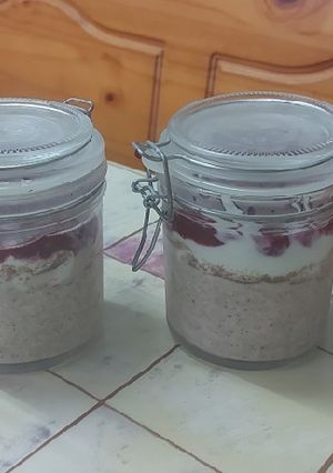 Una foto de Avena trasnochada estilo cheesecake
