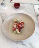 Cucumber hummus boat